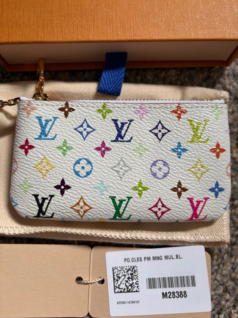 Louis Vuitton Murakami White Multicolor Monogram Key Pouch with Gold Hardware - Picture 2 of 9